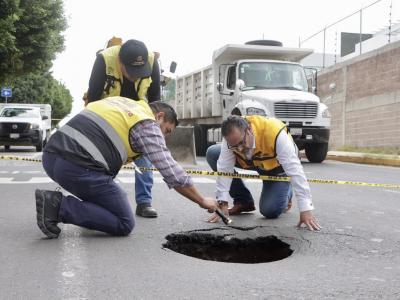 Gobierno estatal coadyuva en reparación de drenaje pluvial colapsado en Cúmulo de Virgo